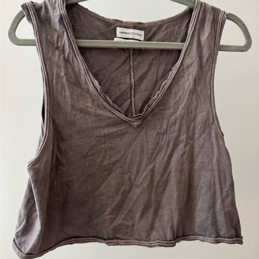 Urban Outfitters Taupe V-Neck Crop Top